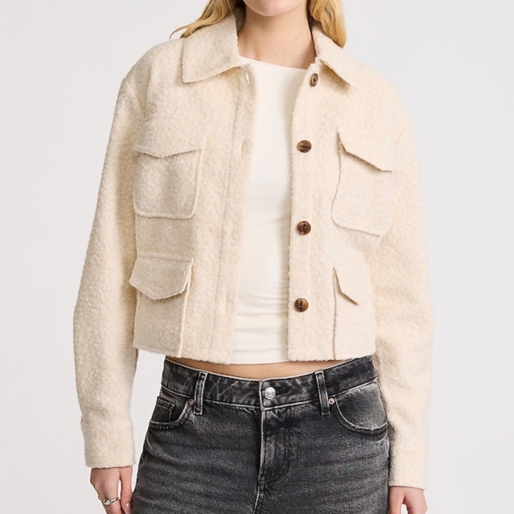 Express Boucle Four Pocket Cropped Jacket